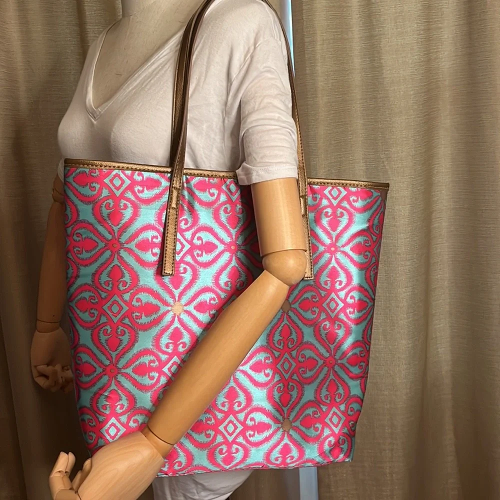 Mystic Divine Pink & Blue Tote with Gold Handles - Picture 4 of 17